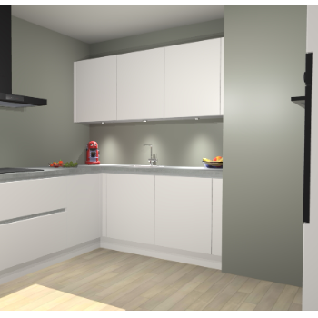 Zijdegrijze greeploze keuken Noorwegen 47398