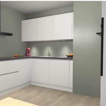 Zijdegrijze greeploze keuken Noorwegen 47399