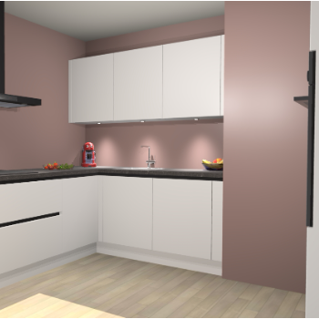 Zijdegrijze greeploze keuken Noorwegen 47415