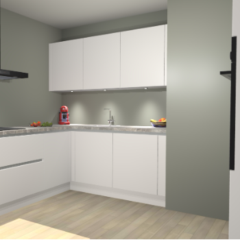 Zijdegrijze greeploze keuken Noorwegen 47400