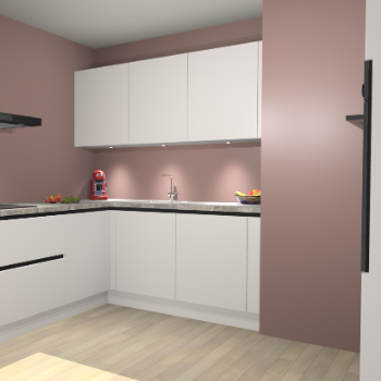 Zijdegrijze greeploze keuken Noorwegen 47416