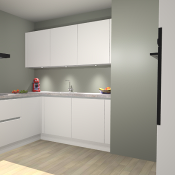 Zijdegrijze greeploze keuken Noorwegen 47401