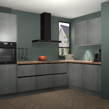 Beton Parelgrijs greeploze keuken Vlaanderen 48721