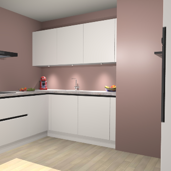 Zijdegrijze greeploze keuken Noorwegen 47417