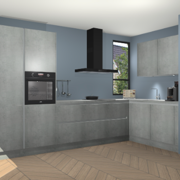 Beton Parelgrijs greeploze keuken Vlaanderen 48737