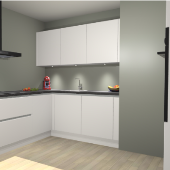 Zijdegrijze greeploze keuken Noorwegen 47402