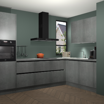 Beton Parelgrijs greeploze keuken Vlaanderen 48740