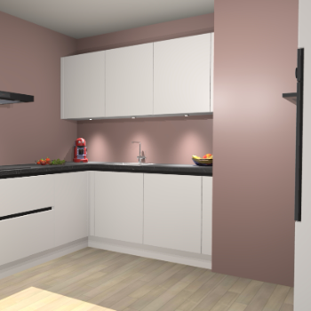 Zijdegrijze greeploze keuken Noorwegen 47418