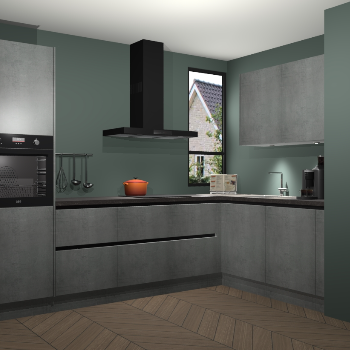 Beton Parelgrijs greeploze keuken Vlaanderen 48755