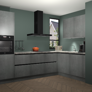 Beton Parelgrijs greeploze keuken Vlaanderen 48801