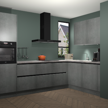 Beton Parelgrijs greeploze keuken Vlaanderen 48815