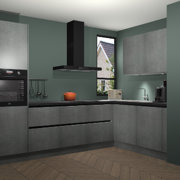 Beton Parelgrijs greeploze keuken Vlaanderen 48827