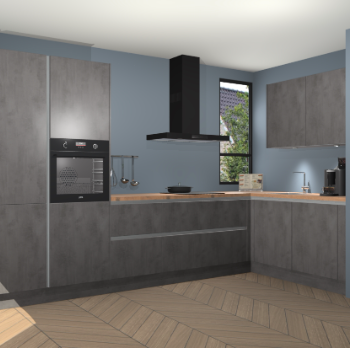 Beton Antraciet greeploze keuken Vlaanderen 48848