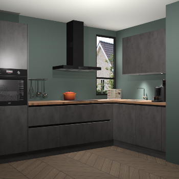 Beton Antraciet greeploze keuken Vlaanderen 48851
