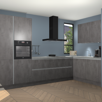 Beton Antraciet greeploze keuken Vlaanderen 48866