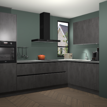 Beton Antraciet greeploze keuken Vlaanderen 48869