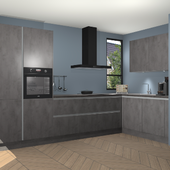 Beton Antraciet greeploze keuken Vlaanderen 48884