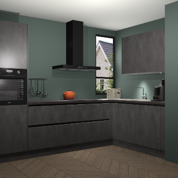 Beton Antraciet greeploze keuken Vlaanderen 48887