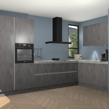Beton Antraciet greeploze keuken Vlaanderen 48896