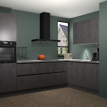 Beton Antraciet greeploze keuken Vlaanderen 48899