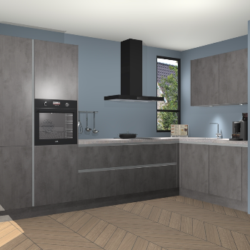 Beton Antraciet greeploze keuken Vlaanderen 48916