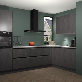 Beton Antraciet greeploze keuken Vlaanderen 48920