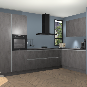 Beton Antraciet greeploze keuken Vlaanderen 48937