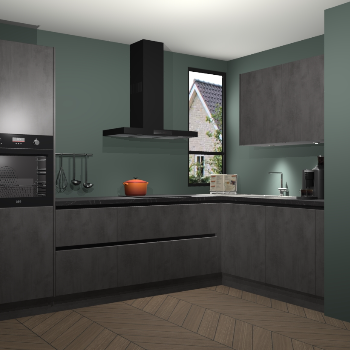 Beton Antraciet greeploze keuken Vlaanderen 48941