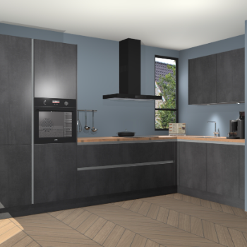 Beton Zwarte greeploze keuken Vlaanderen 48945