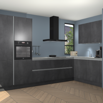 Beton Zwarte greeploze keuken Vlaanderen 48992