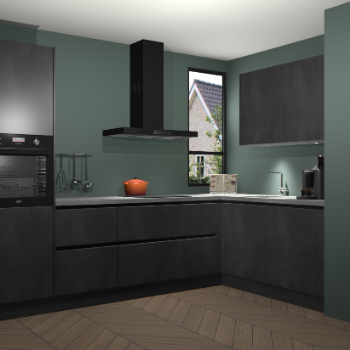 Beton Zwarte greeploze keuken Vlaanderen 48995
