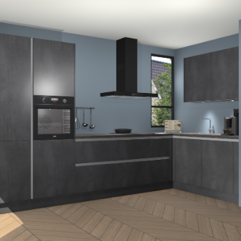 Beton Zwarte greeploze keuken Vlaanderen 48999