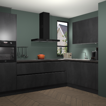 Beton Zwarte greeploze keuken Vlaanderen 49002