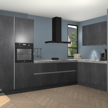 Beton Zwarte greeploze keuken Vlaanderen 49011