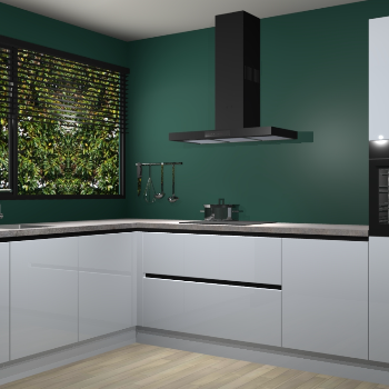 Sneeuwwitte hoogglans greeploze keuken Rhodos 55122