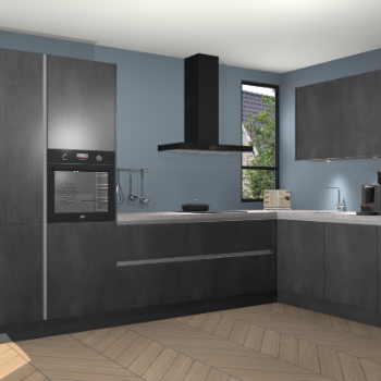 Beton Zwarte greeploze keuken Vlaanderen 49023