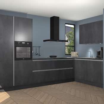 Beton Zwarte greeploze keuken Vlaanderen 49045