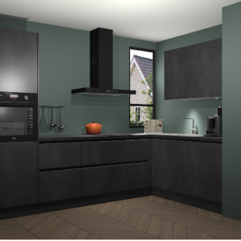 Beton Zwarte greeploze keuken Vlaanderen 49057
