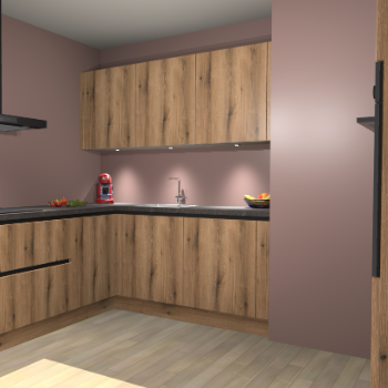 Goud Eiken greeploze keuken Noorwegen 44946