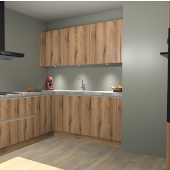 Goud Eiken greeploze keuken Noorwegen 44932