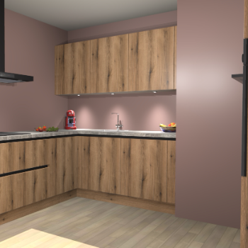 Goud Eiken greeploze keuken Noorwegen 44947