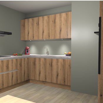 Goud Eiken greeploze keuken Noorwegen 44933