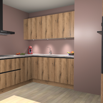 Goud Eiken greeploze keuken Noorwegen 44948