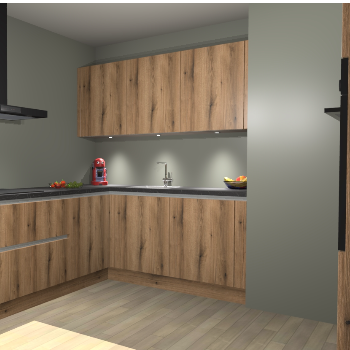 Goud Eiken greeploze keuken Noorwegen 44934