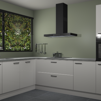 Zijdegrijze hoogglans keuken Rhodos 55170