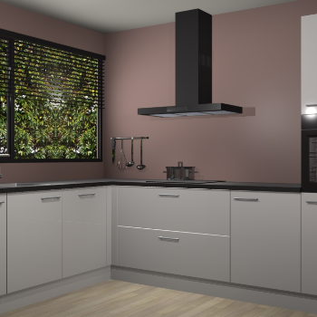 Zijdegrijze hoogglans keuken Rhodos 55193