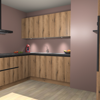 Goud Eiken greeploze keuken Noorwegen 44949