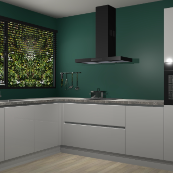 Zijdegrijze hoogglans greeploze keuken Rhodos 55250