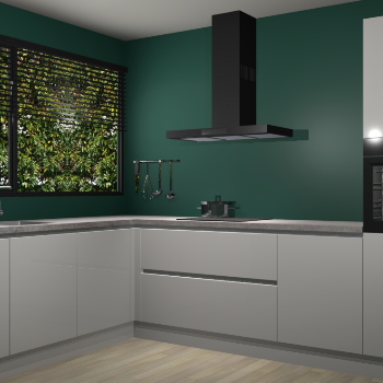 Zijdegrijze hoogglans greeploze keuken Rhodos 55304