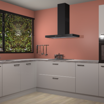 Zijdegrijze hoogglans keuken Rhodos 55306